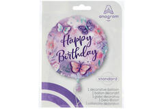 Foil Balloon - "Happy Birthday" - Flutter - Lilac - 45 cm