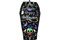 Foil Balloon - Shape - Coffin - Black and Iridescent - 38 x 68 cm