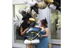 SuperShape Black Grad Cap & White D
