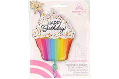 Foil Balloon - Shape - Cupcake - "HAPPY Birthday!" - Sprinkle