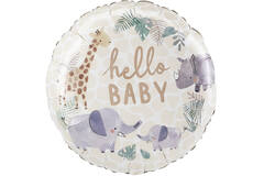 Foil Balloon - "hello BABY" - Satin Soft Jungle Baby - 45 cm