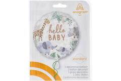 Foil Balloon - "hello BABY" - Satin Soft Jungle Baby - 45 cm