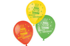 6 Latex Balloons Happy Birthday 22.8 cm / 9"