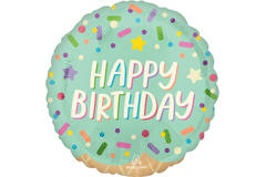 Foil Balloon - "HAPPY BIRYHDAY" - Ice Cream Party - 45 cm