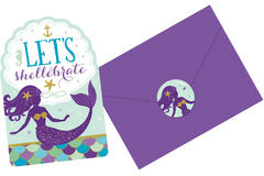 8 Invitations & Envelopes & Stickers Mermaid Wishes Paper 10.7 x 15.8 cm