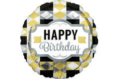 Foil Balloon - Black and Gold "HAPPY Birthday" - 45 cm
