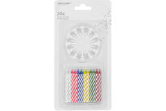 24 Spiral Candles With 12 Holders 6-Colour Assorted Height 6.3 cm