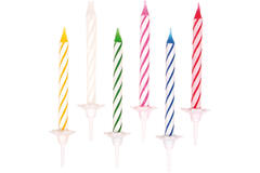 24 Spiral Candles With 12 Holders 6-Colour Assorted Height 6.3 cm