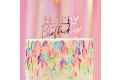 Acrylic Rose Gold Happy Birthday Cake Topper