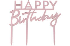 Acrylic Rose Gold Happy Birthday Cake Topper