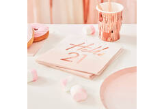 Rose Gold Foiled Watercolour Napkin - Hello 21
