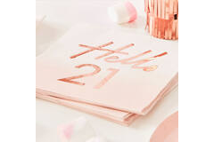 Rose Gold Foiled Watercolour Napkin - Hello 21