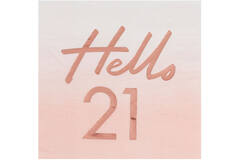 Rose Gold Foiled Watercolour Napkin - Hello 21