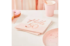 Rose Gold Foiled Watercolour Napkin - Hello 50