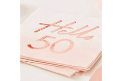 Rose Gold Foiled Watercolour Napkin - Hello 50