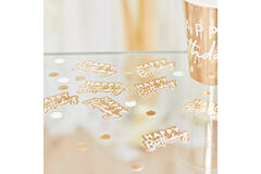 gold and white happy birthday confetti