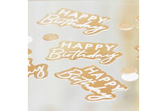 gold and white happy birthday confetti