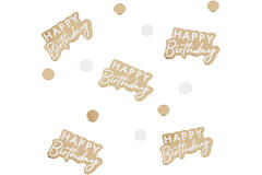 gold and white happy birthday confetti