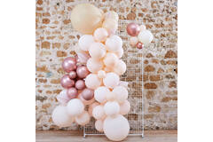 Balloon Arch - White, Peach and Rose Gold with Fans