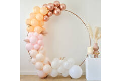 Balloon Arch - White, Peach and Rose Gold with Fans