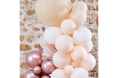 Balloon Arch - White, Peach and Rose Gold with Fans