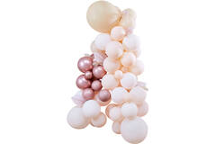 Balloon Arch - White, Peach and Rose Gold with Fans