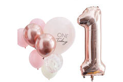 Balloons - Pink and Rose Gold 1 Today Balloon Bundle