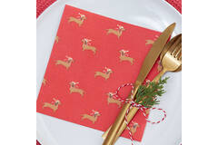 Napkin - Red - Festive Sausage Dog