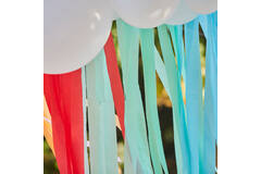 Balloon Backdrop - Balloon Garland and Streamers - White and Brights