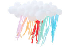 Balloon Backdrop - Balloon Garland and Streamers - White and Brights