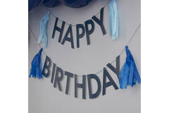 Bunting - Happy Birthday with Tassels - Blue