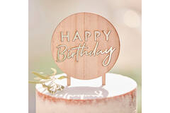 Cake Topper - Happy Birthday - Round - Wooden