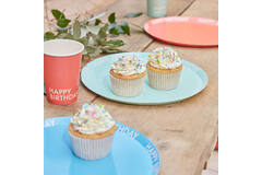 Eco Paper Plates - Happy Birthday Rim - Mixed Colours
