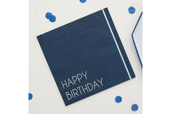 Eco Paper Napkins - Happy Birthday - Navy & Light Blue