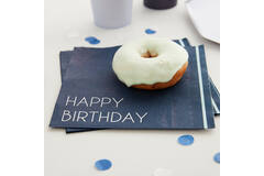 Eco Paper Napkins - Happy Birthday - Navy & Light Blue