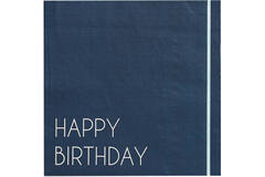 Eco Paper Napkins - Happy Birthday - Navy & Light Blue