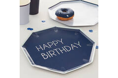 Eco Paper Plates - Happy Birthday - Mixed Pack - Blue