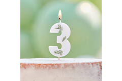Candle - Number 3 - Pressed Foliage