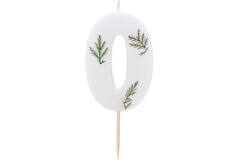 Candle - Number 0 - Pressed Foliage