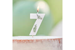 Candle - Number 7 - Pressed Foliage