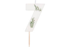 Candle - Number 7 - Pressed Foliage