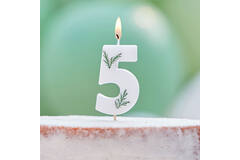 Candle - Number 5 - Pressed Foliage