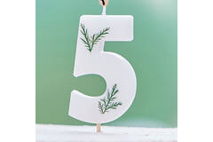 Candle - Number 5 - Pressed Foliage