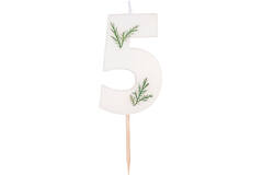 Candle - Number 5 - Pressed Foliage
