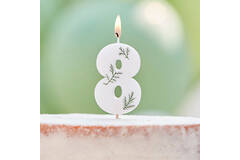 Candle - Number 8 - Pressed Foliage