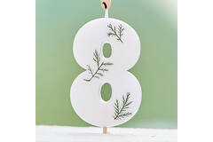 Candle - Number 8 - Pressed Foliage