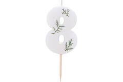 Candle - Number 8 - Pressed Foliage