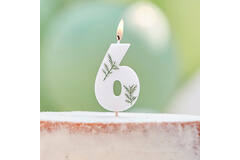 Candle - Number 6 - Pressed Foliage
