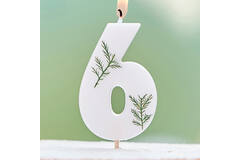 Candle - Number 6 - Pressed Foliage
