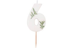Candle - Number 6 - Pressed Foliage